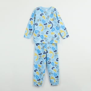 Pijama Niño Letras Celeste Bluey
