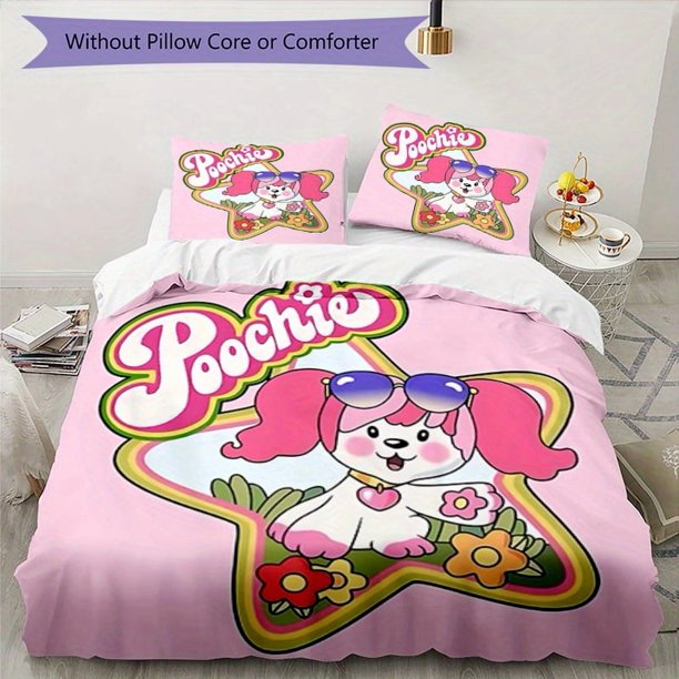 3pcs Bedding Set Duvet Cover Closure Includes 1 Duvet Cover & 2 Pillowcases for All Seasons Bedroom Decor, Home Dorm High-Definition Print Stylish and Cute Poochie A398