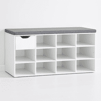 Klik Muebles - Banco Zapatero Blanco Con Cojín Y 10 Compartimentos