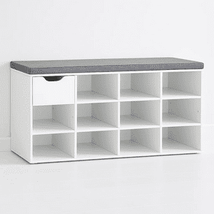 Klik Muebles - Banco Zapatero Blanco Con Cojín Y 10 Compartimentos
