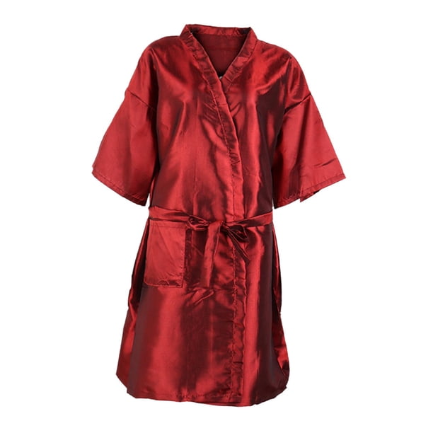 Capa De Corte De Pelo Con Cinturón Ajustable, Batas De Kimono Para Centro De Belleza, Peluquero De Mascotas, Color Rojo