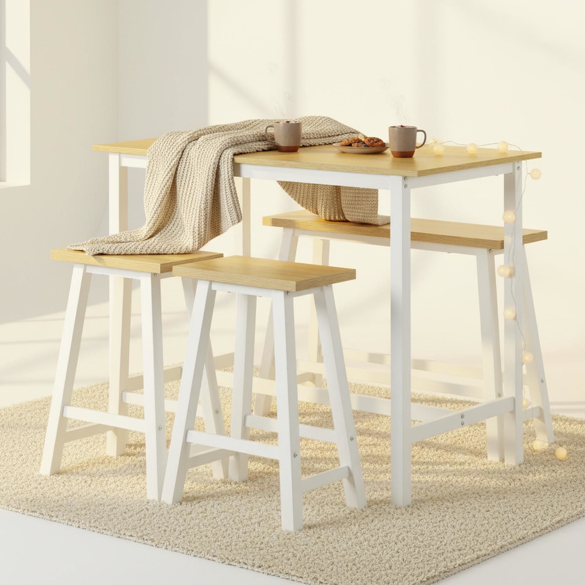 Mainstays - Juego Comedor Follen 3 Sillas Natural - Blanco