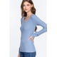 thumbnail image 4 of Saronite Camiseta Térmica Básica de Algodón Acanalado con Cuello en V y Manga Larga, Azul Acero (para Mujer), 4 of 4