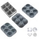 thumbnail image 1 of Bandeja para cubitos de hielo con tapa, moldes de silicona para hielo con formas redondas, cuadradas, romboidales y rosas, moldes grandes para whisky, bourbon y cócteles, fácil liberación, sin BPA., 1 of 5
