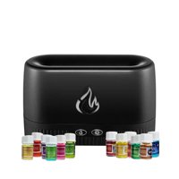 Disparo - Pack Humidificador Negro Efecto Llamas + 12 Esencias