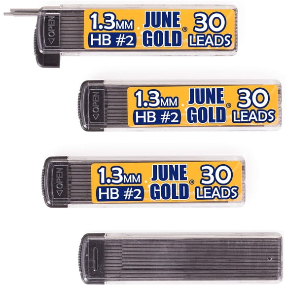 Recambios de plomo June Gold, 1,3 mm, HB #2, 120 piezas (paquete de 4)