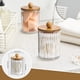 thumbnail image 2 of 4pcs Bamboo Lid Apothecary Jar Set - Clear Storage Containers for Cotton Swab, Ball, Pads, Floss - Vanity Makeup Organizer for Bathroom Accessories, 2 of 4