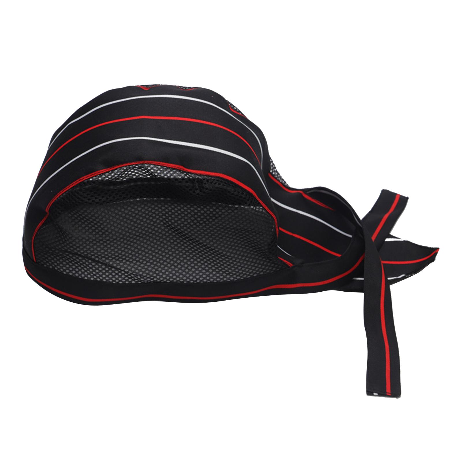 Ioensy - Chef Hat Waiter Grill Unisex Bbq Bakery Uniform Caps Hat Red White Strips