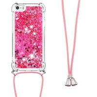 Funda Foxdock Para Iphone 5/5S Con Cuerda Ajustable, Brillo Líquido, Protección Antigolpes Y Lente – Ideal Para Regalo