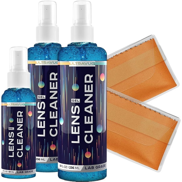 Kit limpiador de lentes en gel para anteojos ULTRAVUE con 240 ml y 60 ml