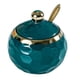 thumbnail image 4 of Azucarero de cerámica, recipiente para sal, caja moderna, caja de cocina, bote para condimentos, tarro para condimentos para encimera de cocina casera Redondo Verde Oscuro, 4 of 5