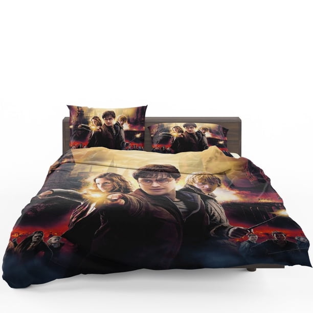 Harry Potter And The Deathly Hallows Quilt Duvet Cover Set Bedclothes 3-Piece Bedding Set