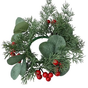 Magideal - Anillo De Vela De Navidad, Guirnalda Navideña, Simulación De Bayas, Corona De Velas, Centro De Mesa Para El Día De Acción De Gracias, Navidad, Boda