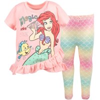 Conjunto Para Niñas Disney Ariel Remera Y Leggings Rosa 10-12 Años