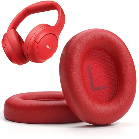 Almohadillas De Cuero Impermeable Rojo Oscuro Para Audífonos