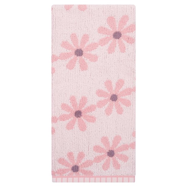 REGALWOVEN Toalla de Mano de Puro Algodón con Patrón de Margarita, Ultra Suave, Altamente Absorbente, Diseño Floral Decorativo, 1 Paquete para Baño, Cocina, Gimnasio, Spa Rosa 29" x 13"