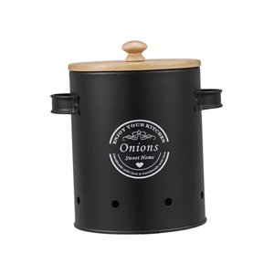 Magideal - Contenedor De Almacenamiento De Verduras Con Tapa Y Asa De Bambú, Tarros Retro Para Verduras, Macetas Para Decoración De Granja, Mostrador De Despensa Cebollas