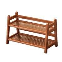 Magideal - Estante De Exhibición De Jarabe De Café, Soporte De Bambú De 2 Niveles Para Condimentos, Organizador De Estación De Café Para Tocador, Despensa, Acces Marrón