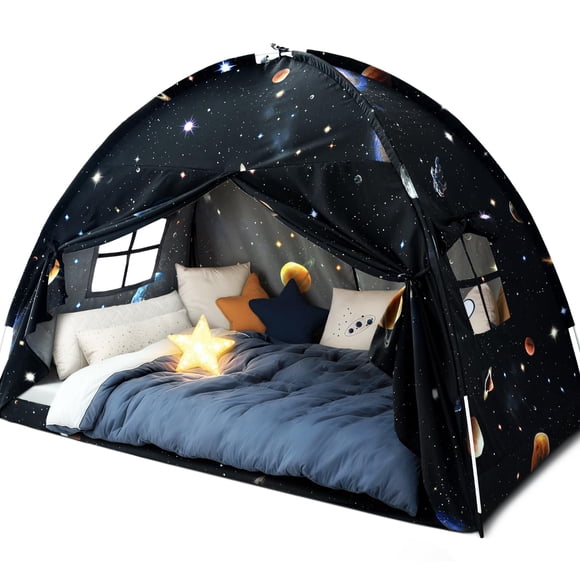 Carpa para cama infantil Sherilyn tamaño individual con diseño de galaxia y dosel tipo casita