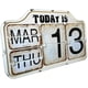thumbnail image 2 of Calendario perpetuo de metal estilo shabby chic con tapa abatible, calendario permanente, forma cuadrada, acabado desgastado, para colgar en la pared - Reproducción antigua, 2 of 6