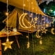 thumbnail image 1 of 1pc LED Fairy String Curtain Window Lights Twinkle Star And Moon Light USB Home Wedding Festival Birthday Party Decor, Romantic Decoration For Indoor Outdoor, 137.8inch/11.48ft, 1 of 4