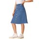 thumbnail image 4 of INSPIRE CHIC Falda de Mezclilla para Mujer Vuelta al Colegio Dobladillo Crudo Botones Abajo Línea A Midi Faldas de Jeans Azul S, 4 of 8