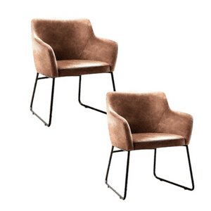 Habita2 Chile - Pack 2 Poltronas Sitiales Leah Asiento Cuero Sintetito Con Base Negra