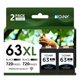 thumbnail image 1 of Cartuchos de tinta NOINK 63XL negro, paquete de 2, alto rendimiento, 1 of 8