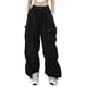 thumbnail image 1 of Pantalones casuales de pierna ancha para mujer, cintura alta, puños ceñidos, bolsillos laterales grandes, cordón ajustable, pantalones cargo casuales sueltos, 1 of 8