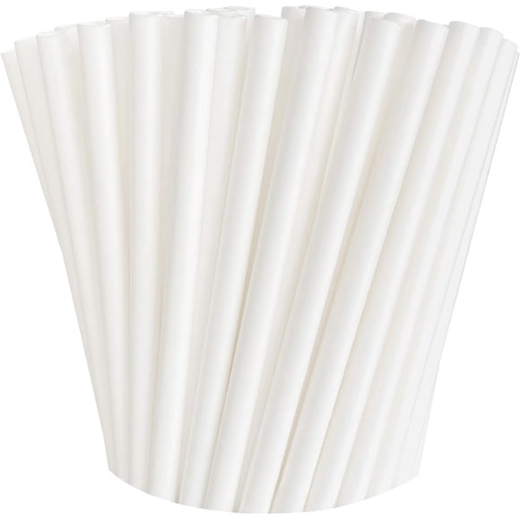 XmhyTop Popotes de Plástico 200 Unidades 0.6x19cm Blanco Duraderos y Ligeros para Bebidas Frías y Calientes