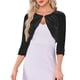 thumbnail image 1 of INSPIRE CHIC Chaqueta de Mujer Encogida de Terciopelo con Mangas 3/4 Cuello Redondo Elegante Cárdigan XL Negro, 1 of 6