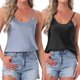 thumbnail image 1 of INSPIRE CHIC Conjunto de 2 Piezas de Camisola de Satén para Mujer, Pijama de Tirantes de Espagueti Suave, Cuello en V, Holgado, Básico para Dormir, Talla S, Negro y Azul Claro, 1 of 6