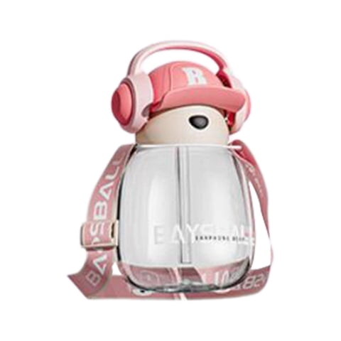 Bothyi - Linda Botella De Agua Para Niños Con Pajita De 650 Ml De Gran Capacidad Para Entrenamiento Deportivo Rosa Transparente