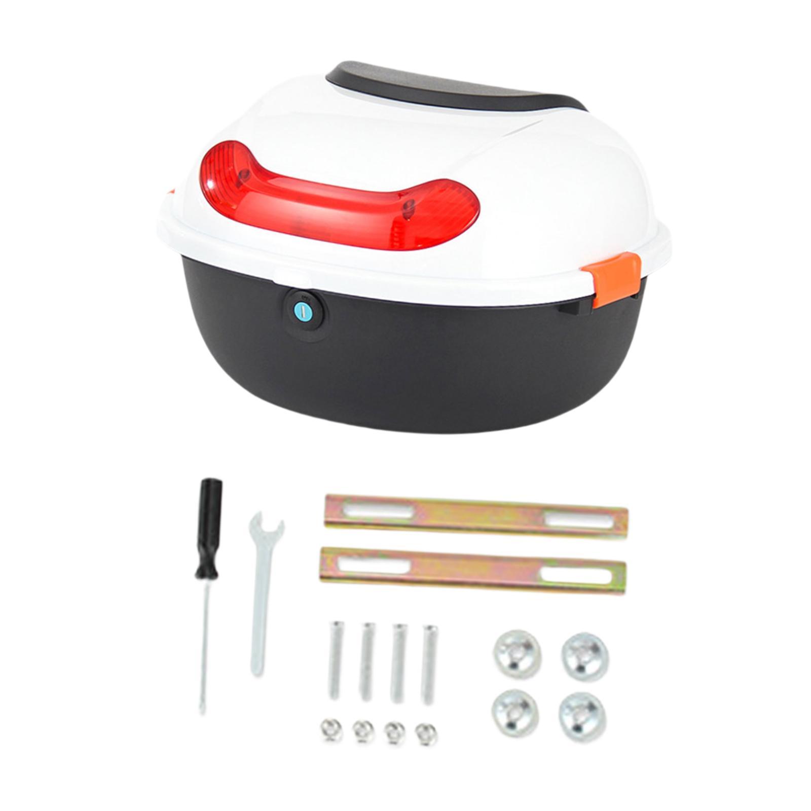 Magideal - Caja De Maletero Para Vehículo Eléctrico, Espaciosa Caja De Equipaje, Fácil Instalación, Caja Trasera Para Motocicleta, Material Pp Con 2 Llaves, Caja Blanco