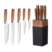 Mp - Set Cuchillos Cocina 6 Piezas Con Mango De Madera Negro