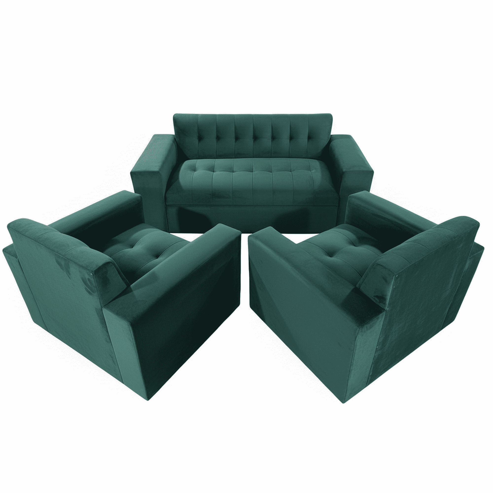 Muebles New - Juego De Living Dos Verde Felpa