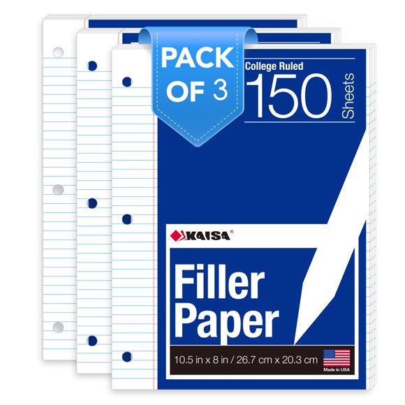 Papel para cuaderno KAISA 3 perforaciones 26x20 cm 450 hojas