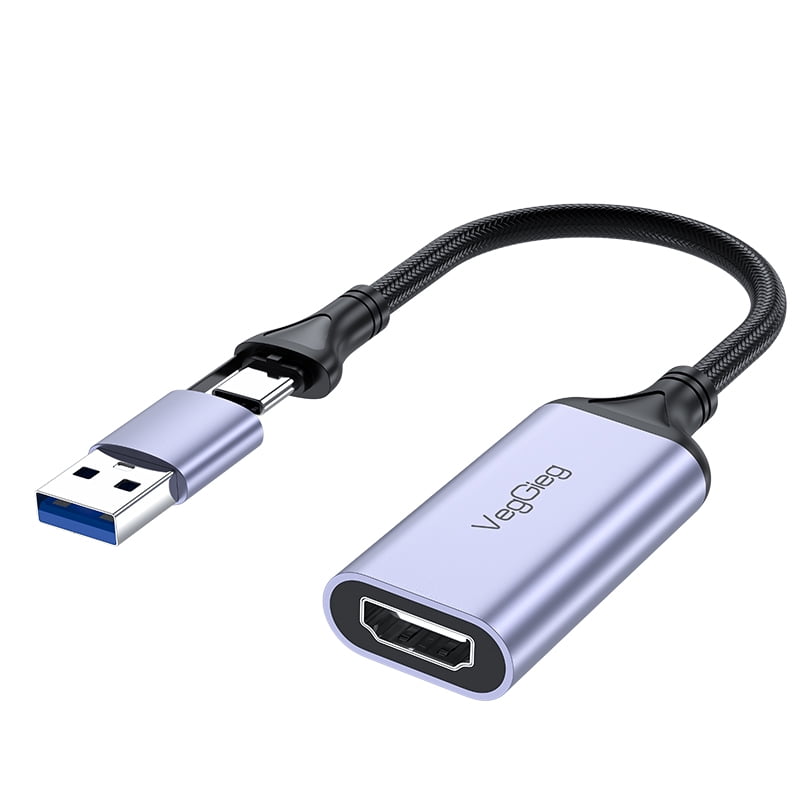 Capturadora De Video Externa Veggieg 4k 60hz 1080p Tipo C 3.0 Usb Gris Ps/ Xbox / Switch - Alta Calidad Streaming 3.0 Plateado