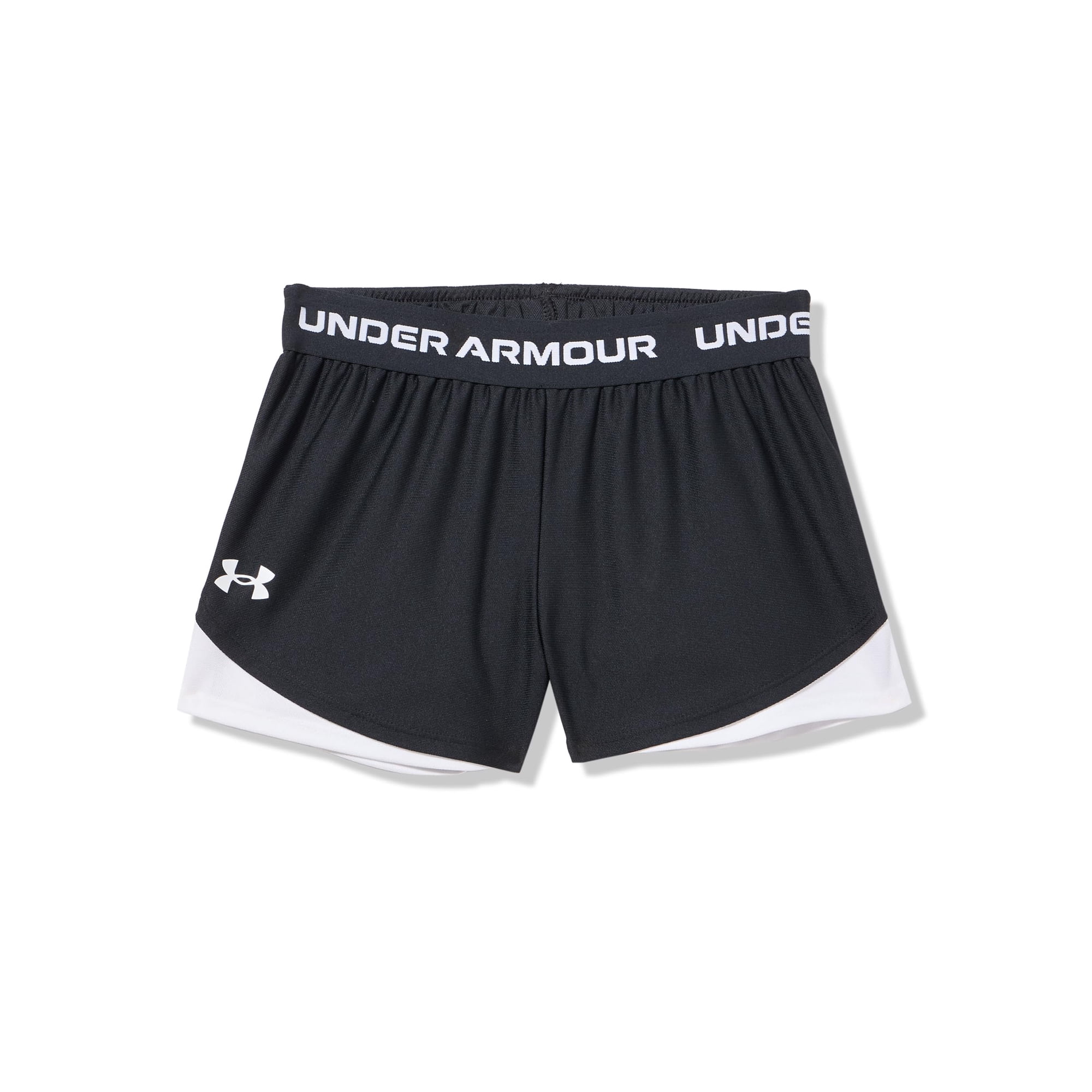 Pantalones Cortos Under Armour Tech Play Up Para Niñas, Color Negro/blanco, Talla Xl