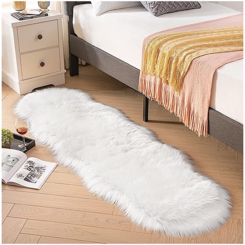 Top Lucky - Bajada De Cama Piel De Oveja 60 X 180 Cm - Blanco