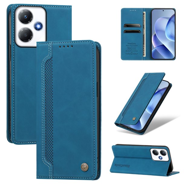Funda Billetera para Infinix Hot 30 Play Imán y Resistente Azul