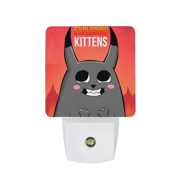 Exploding Kittens / Gatitos Explosivos Luz nocturna LED con sensor de anochecer a amanecer para dormitorio, baño, pasillo, escaleras - Lámpara LED nocturna de enchufe, 0.5W - 1 pieza