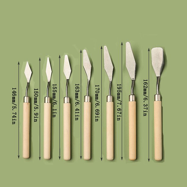 7pcs/set Cake Palette Knife For Baking Mini Oil Spatula Art Small Clay Tools For Decorating/Design Plastic Wooden Handle