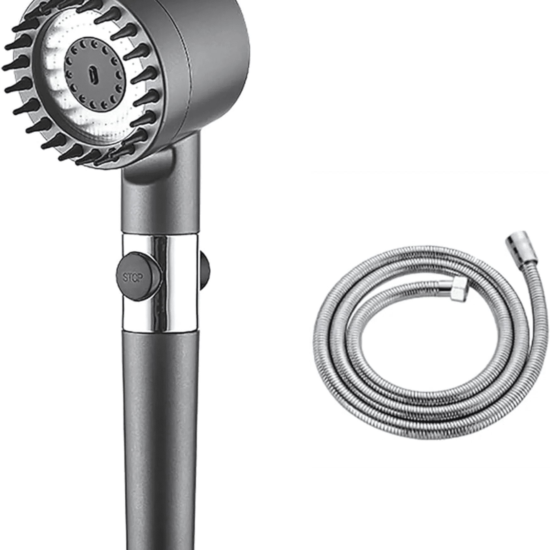 Movi - Cabezal De Ducha 4 En 1 Con Manguera Flexible De 1.50 Cms