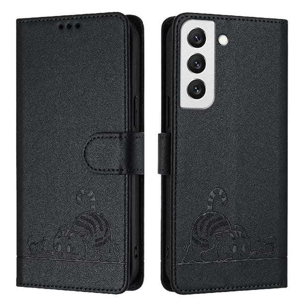 Funda tipo cartera FOXDOCK para Samsung Galaxy S22 Plus con soporte, ranuras, RFID, diseño de gato