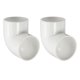 thumbnail image 1 of Uxcell 2 piezas de accesorios de tubería de codo de 90 grados de 2.5", adaptador de esquina de codo de 2 vías para bricolaje, blanco, 1 of 6