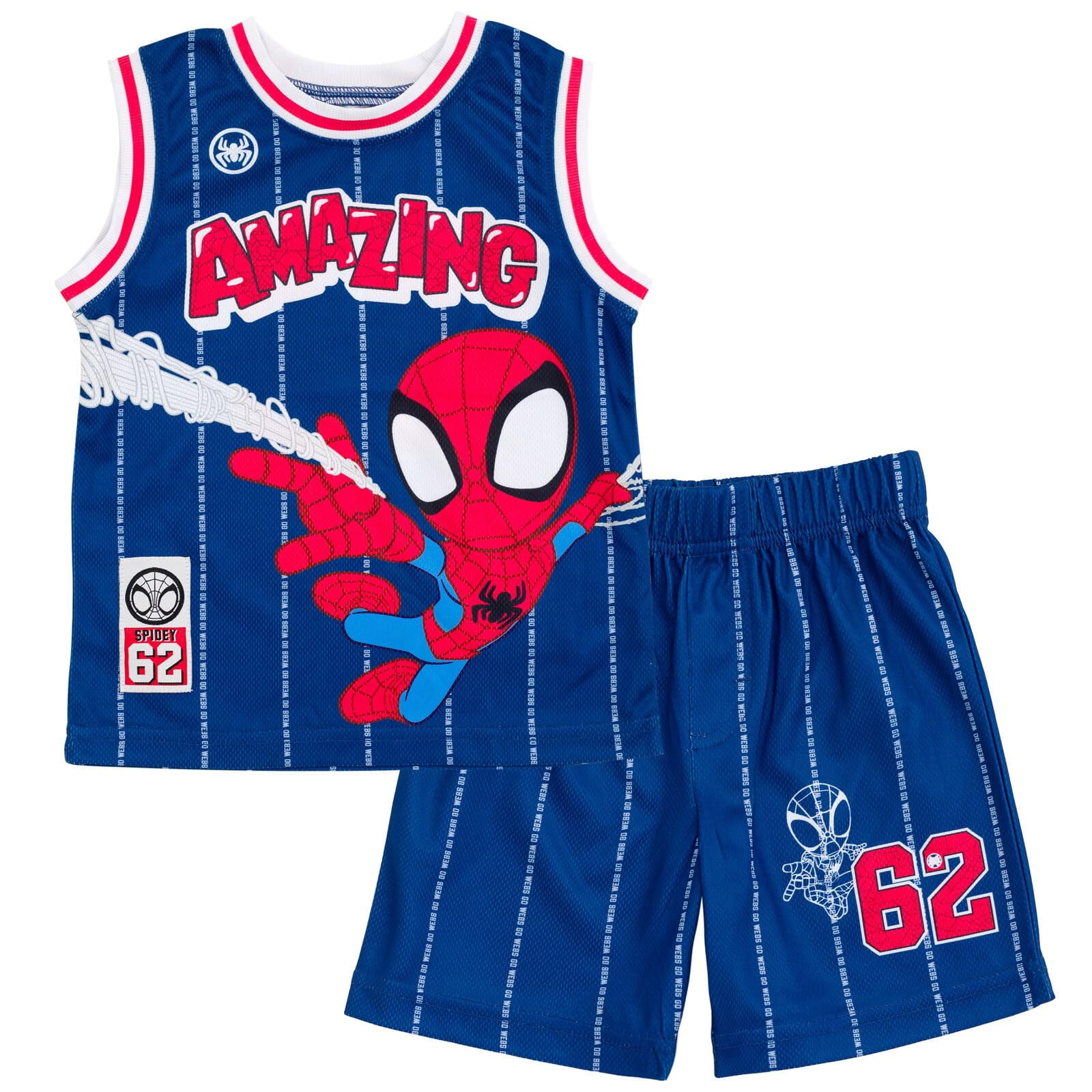 Conjunto De Atuendos Marvel Spider-man Para Niños Pequeños, Camiseta Sin Mangas Y Pantalones Cortos
