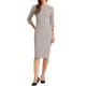 thumbnail image 2 of INSPIRE CHIC Vestido de Tubo para Mujer Cuello Barco Mangas 3/4 Dobladillo con Abertura Vestidos Midi para el Trabajo Gris M, 2 of 6