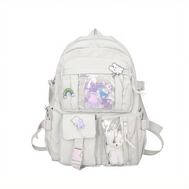 Upgrade Your School Style with our Waterproof College Backpack - Perfect for High School and College Students with Large Capacity and Thickened Material, Double Shoulder Bag with Random Badge Card Sty
