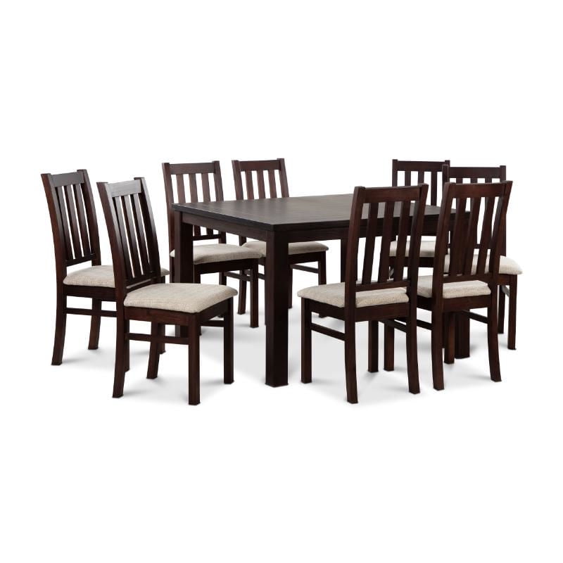 Cic - Comedor Ñuble Cuadrado 120X120 Cm Con 8 Sillas Chocolate-Beige